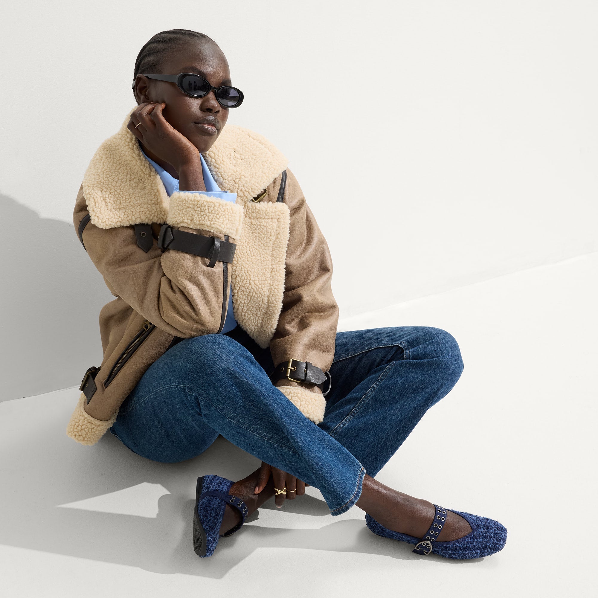 The Max Buckle Mary Jane - Blue Tweed