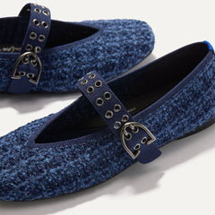 The Max Buckle Mary Jane - Blue Tweed